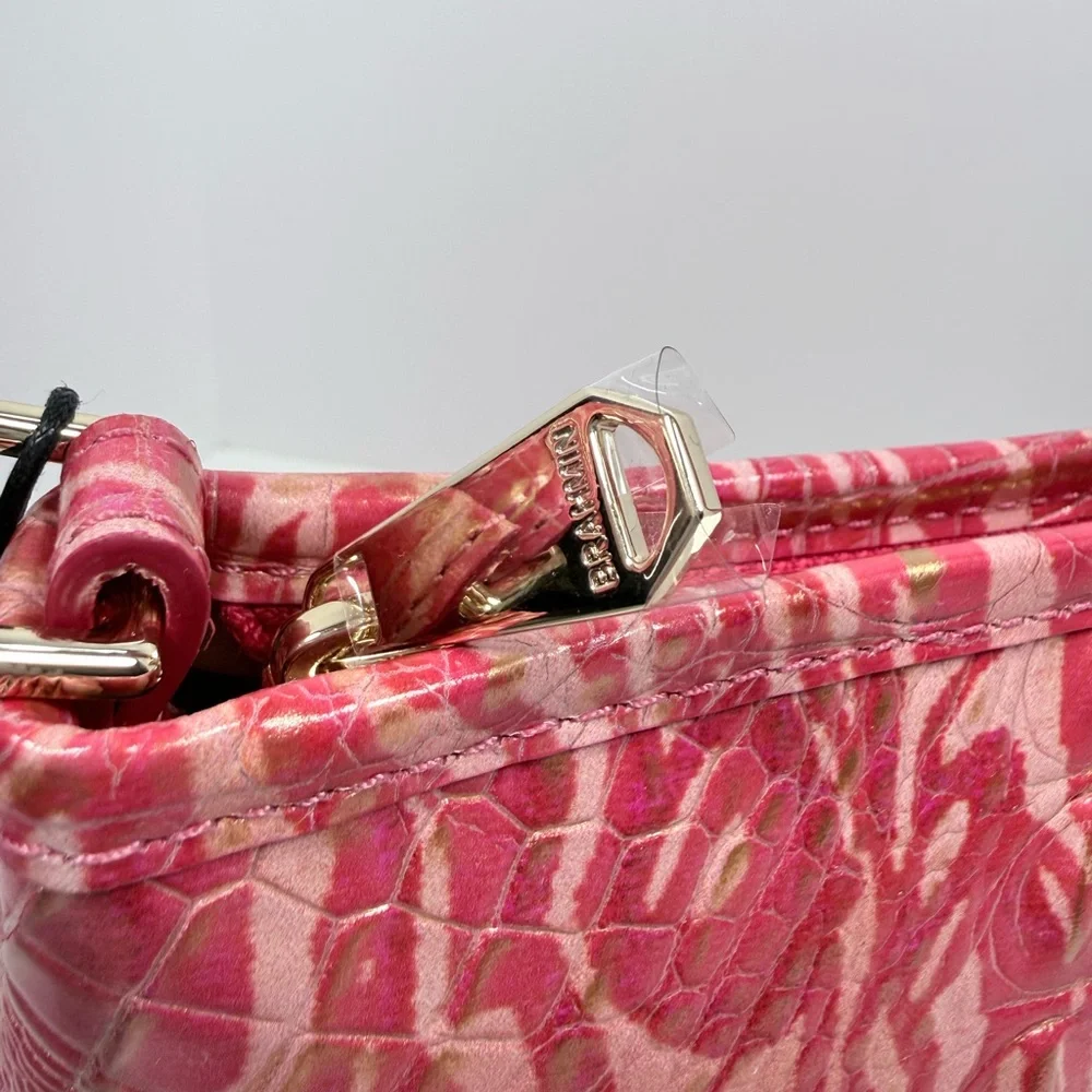 Brahmin Vibrant Coral-Pink with Gold accent Shoulder Bag - Picture 4 of 5